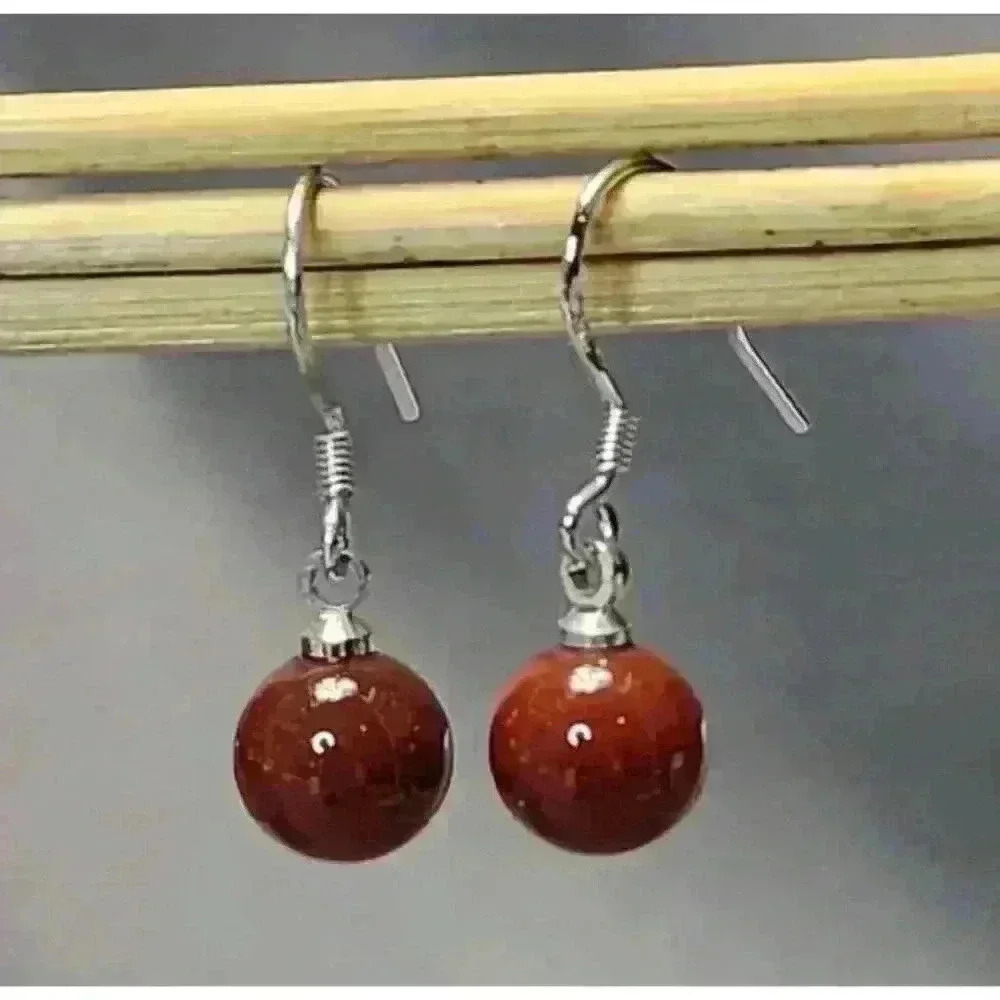 Vintage Sterling Silver & Agate Dangle Drop Earrings Pierced .925 Southwestern